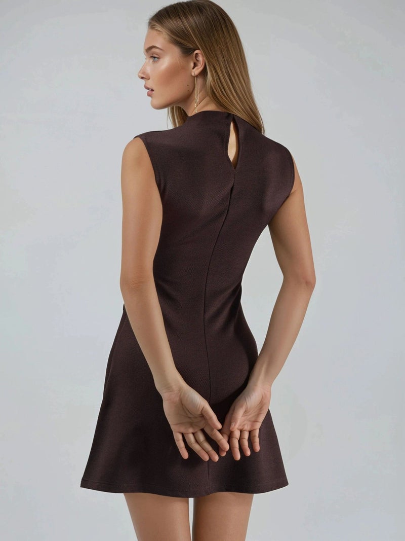 BUSEM Mini Dress with Stand Collar and Pocket Detail - Image 3